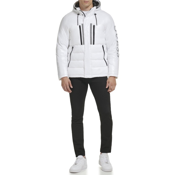 GUESS Men's Mid-Weight Puffer Jacket with Removable Hood