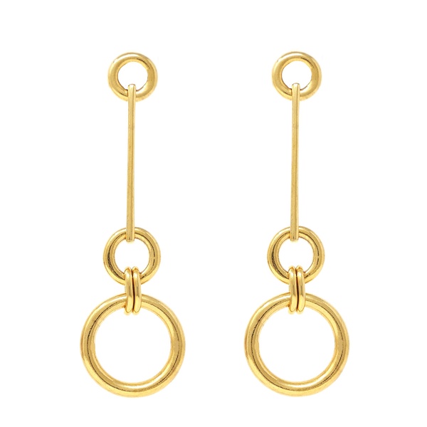 Ben-Amun Bohemian Chain Link Tear Drop Post 24k Gold Plated Earrings