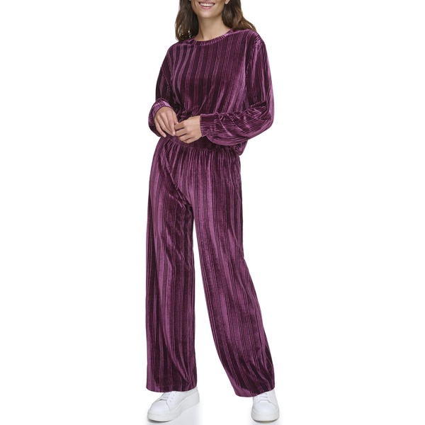Andrew Marc Women's Mid Rise Velvet Ribbed Bottoms