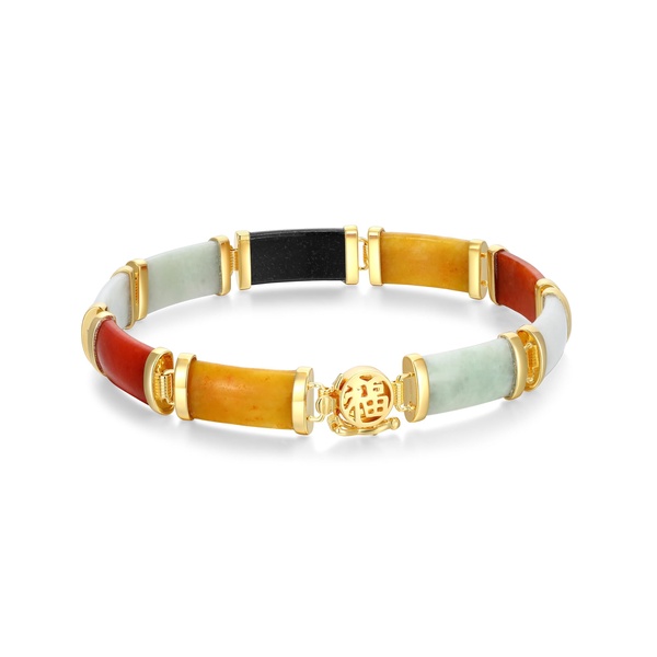 Amazon Essentials 18k Yellow Gold Over Sterling Silver Jade Noodle Link Bracelet, 7.25" , (previously Amazon Collection)