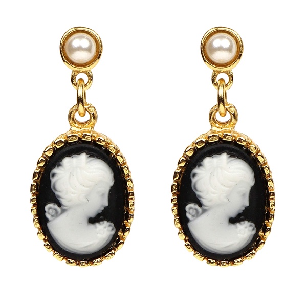Ben-Amun Jewelry 24k Gold Plated Cameo Victorian Statement Earring Collection