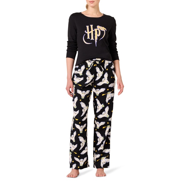 Amazon Essentials Women's Lightweight Flannel Pant and Long-Sleeve T-Shirt Sleep Set