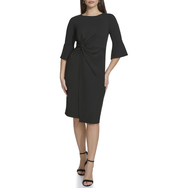 kensie Women's Belle Sleeve Scuba Crepe Midi Dress