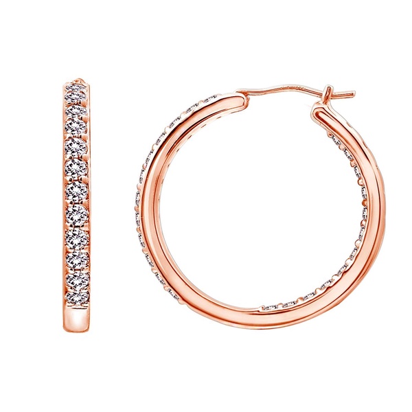 Amazon Essentials Platinum or Gold Plated Sterling Silver Inside-Out Hoop Earrings made with Infinite Elements Zirconia, (previously Amazon Collection)