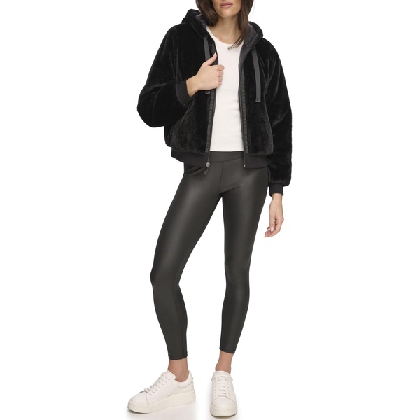 Andrew Marc womens Faux Fur Zip Up Hoodie