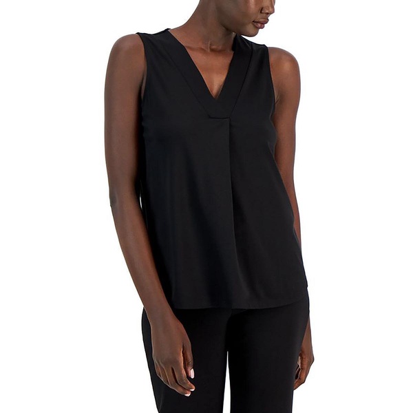 Anne Klein Womens V Neck Sleeveless Shell