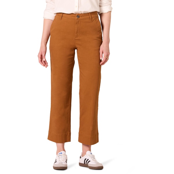 Amazon Essentials Women's High-Rise Regular-Fit Ankle-Length Wide-Leg Khaki Pant
