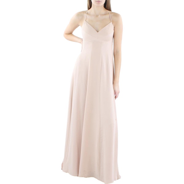 BCBGMAXAZRIA Women's Spaghetti Strap Criss Cross Back Tie Sweetheart Neck Floor Length Evening Dress