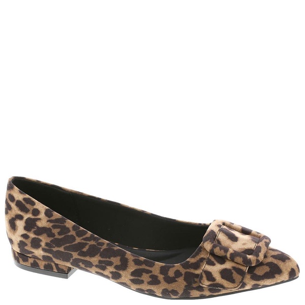 Anne Klein Women's Ballet Flat Kalea, Leopard Satin, 10