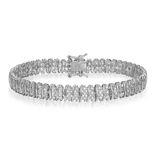 Amazon Essentials Diamond Accent Triple Row S-Link Tennis Bracelet, 7.25" (previously Amazon Collection)