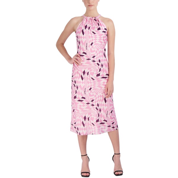 BCBGeneration Women's Fit and Flare Midi Dress Halter Neck Tie Closure