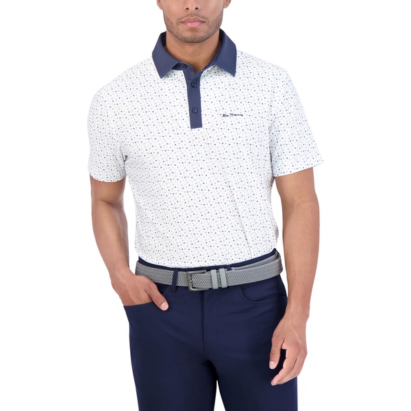 Ben Sherman Men's Short Sleeve Printed Tech Sports Fit Polo Top