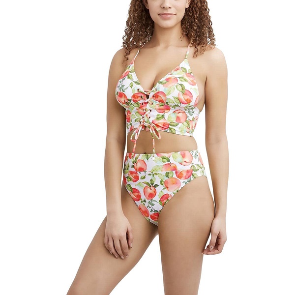 BCBGeneration Women's Standard Midkini Swimsuit Top with Lace Up Front and Adjustable Straps