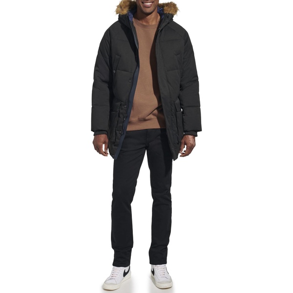 Tommy Hilfiger Men's Arctic Cloth Heavyweight Performance Parka Down Alternative Fur Lined Hood Outerwear Coat