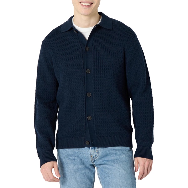 Amazon Essentials Men's Relaxed-Fit Collared Cardigan Sweater