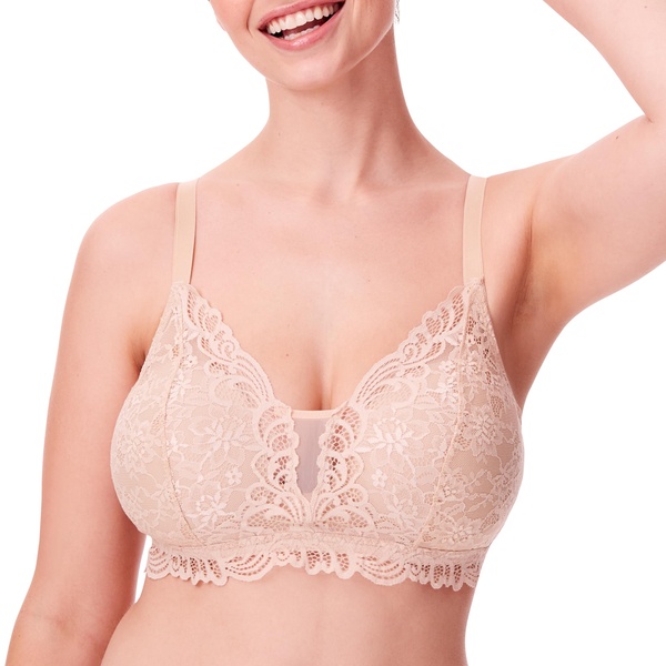 Bali Women's Lace Desire Wireless Bra, Lacy Full-coverage Wirefree Bra, Convertible Bra