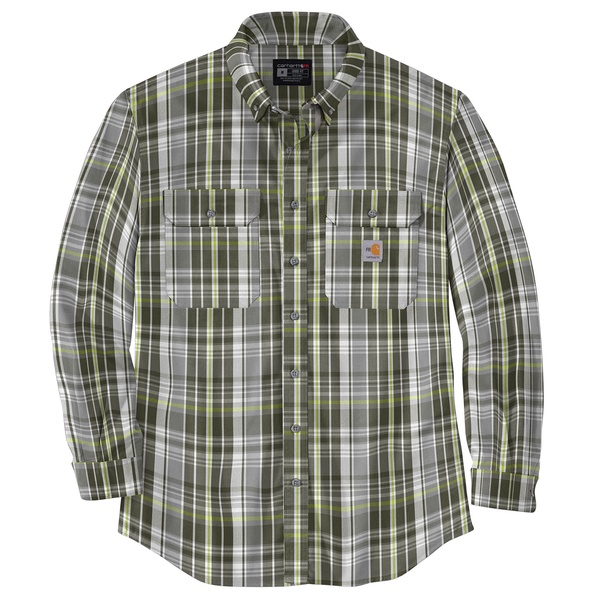 Carhartt Men's Flame Resistant Force Rugged Flex Loose Fit Midweight Twill Plaid Shirt