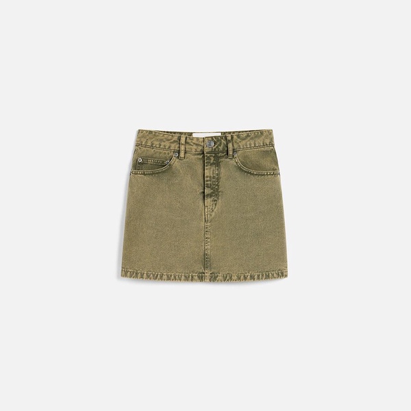 Green Cotton Mini Skirt