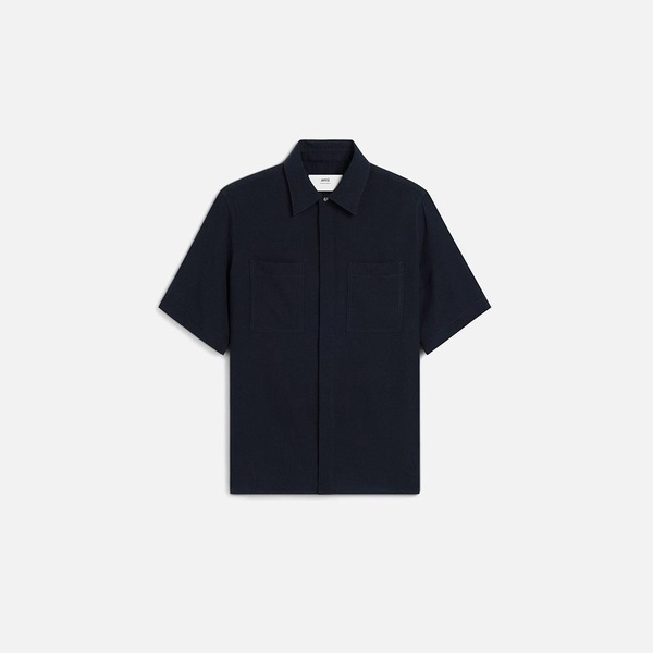 Navy Cotton Short Sleeve Shirt