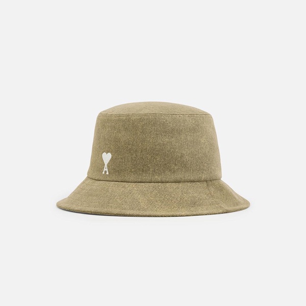 Green Cotton Ami de Coeur Embroidery Bucket Hat