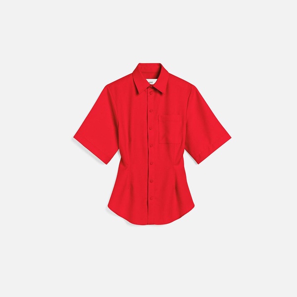 Red Wool Short Sleeves Shirt 