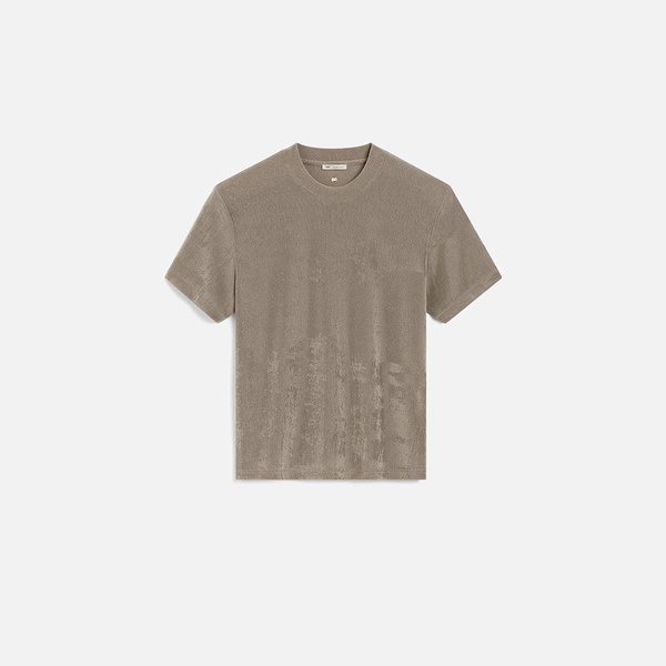 Beige Shiny Jersey Short Sleeve T-Shirt