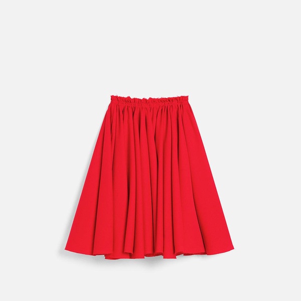 Red Wool Skirt With Godets