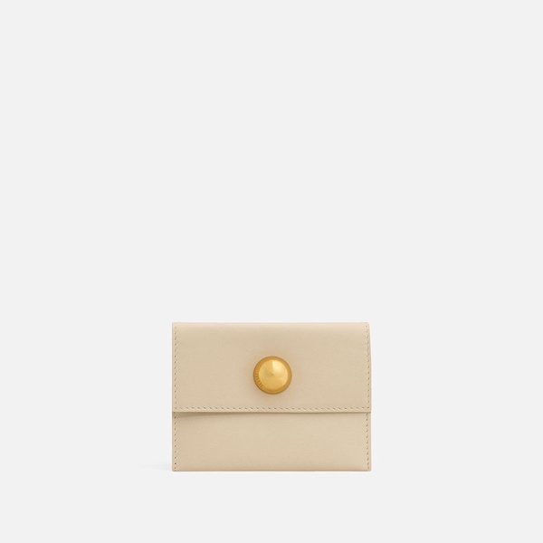 Beige Leather Carrousel Folded Card Holder