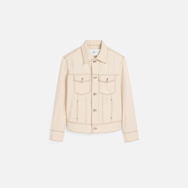 Beige Cotton Ami Paris Trucker Jacket