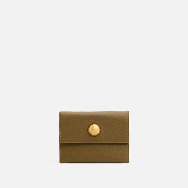 Khaki Leather Carrousel Folded Card Holder