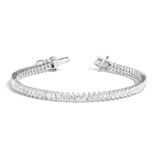Lab Grown White Sapphire Marquise Tennis Bracelet