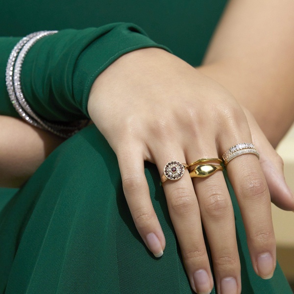 Pavé Three Tier Diamond Ring