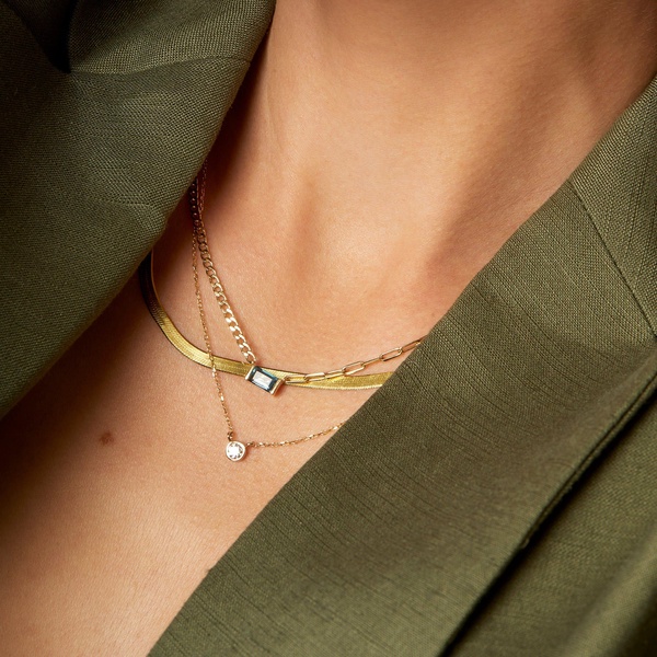 Gold Herringbone Chain Necklace