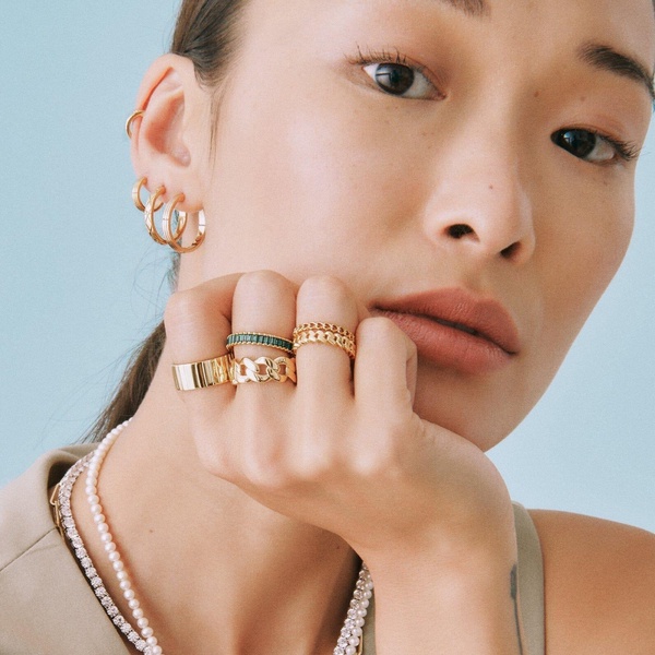 Lab Grown Green Emerald Baguette Eternity Ring