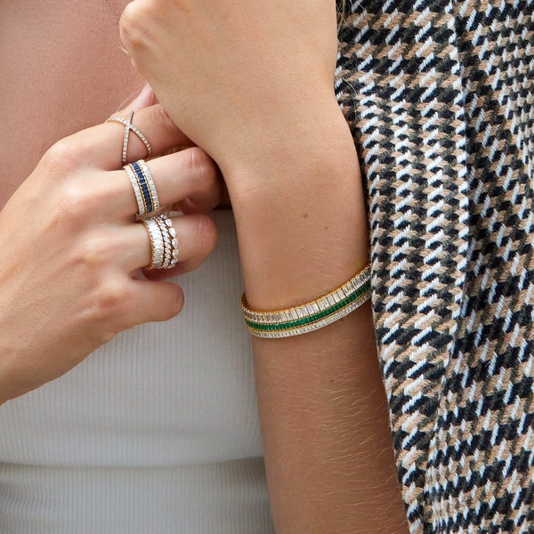 Lab Grown White Sapphire Baguette Tennis Bracelet