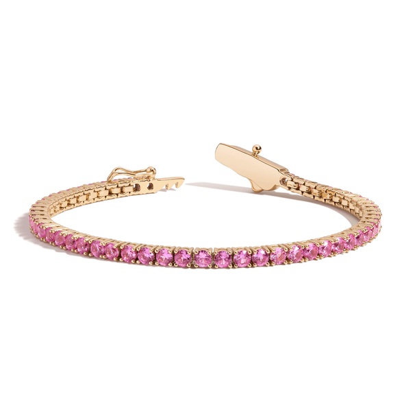 Lab Grown Pink Sapphire Tennis Bracelet