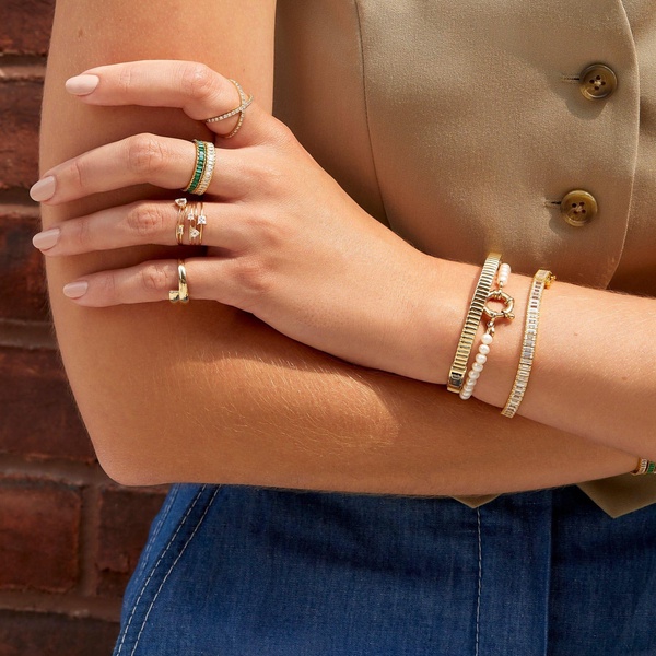 Lab Grown White Sapphire Baguette Tennis Bracelet