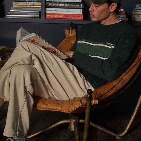 Mohair Stripe Knit Sweater - Men's