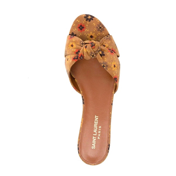 Saint Laurent Bianca Knotted Suede Slides Women
