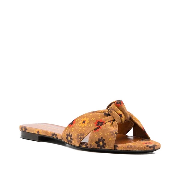 Saint Laurent Bianca Knotted Suede Slides Women