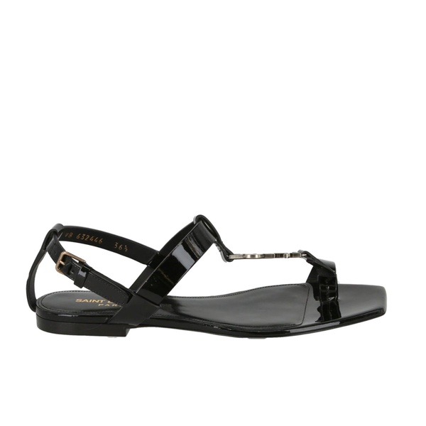 Saint Laurent Cassandra Logo Leather Sandals Women