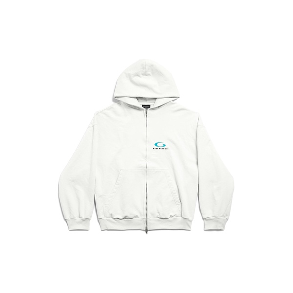 Men's Loop Sports Icon Zip-up Hoodie Regular Fit in Dirty White/blue