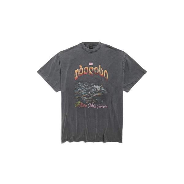 Men's Tbilisi T-shirt Oversized in Black Faded
