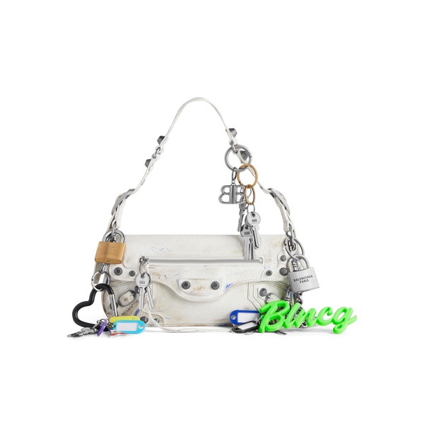 Women's Le Cagole Small Sling Bag Used Effect With Charms  in White