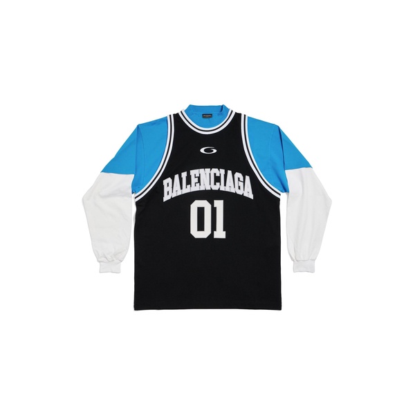 Men's Basketball Series - Layered Long Sleeve T-shirt in Black/white