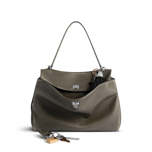 Women's Rodeo Large Handbag Used Effect With Charms in Kaki