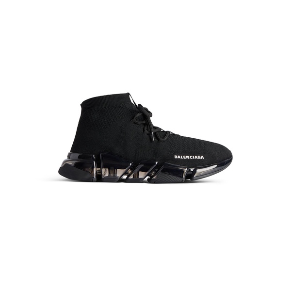 Women's Speed 2.0 Lace Up Full Clear Sole Recycled Knit Sneaker in Black