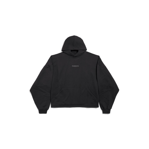 Women's Balenciaga Back Cropped Hoodie in Black