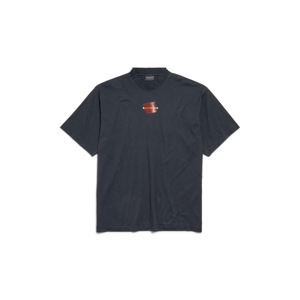 Men's Taped Balenciaga Back T-shirt Medium Fit in Faded Black/white/red