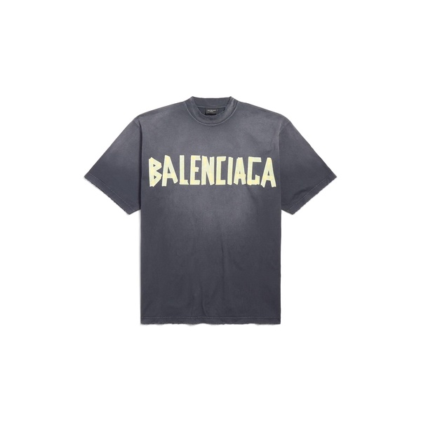 Tape Type T-shirt Medium Fit in Black Faded
